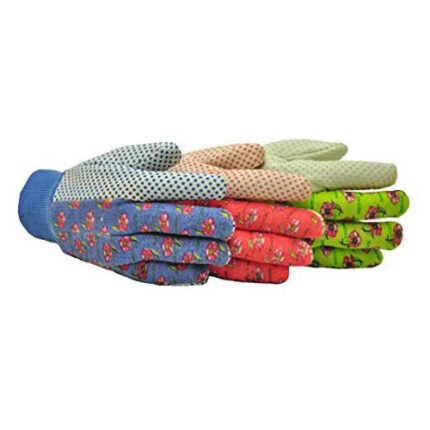G & F Products 1852-3 Women Soft Jersey Garden Gloves, Women Work Gloves, 3-Pairs Green/Pink/Blue per Pack