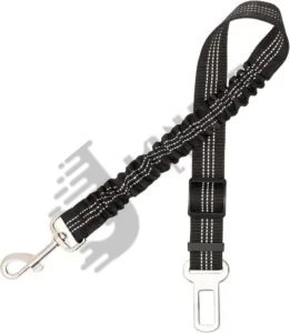 Dog Seat Belt for Car - Adjustable Dog Car Safety Harness, Elastic Cushioning Seatbelt Leash, Reinforced Metal Buckle Anti-Tangle Design, for Small and Medium Pets (Black)